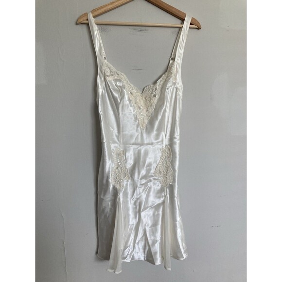 Victoria’s Secret Embellished Lace Slip Dress MEDIUM Sheer Ivory Sequins Sleep - Picture 13 of 13